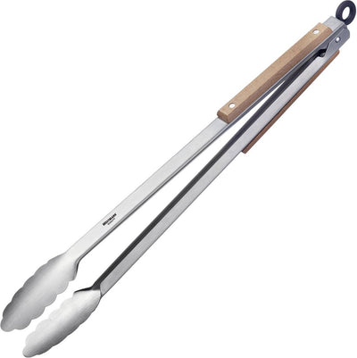Pince à grill Westmark + pince de service, avec pince à grill rouille + pince de service, avec extrémités en acier inoxydable et éléments en bois sur les poignées, longueur : 44 cm, bois en acier inoxydable, maxi bois classique, marron argenté, 16292270