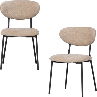Chaises de salle à manger Woood Kjeld - tissu chenille - naturel - lot de 2