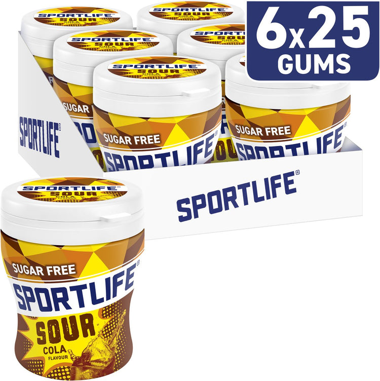 Sportlife chewing-gum sour cola - chewing-gum - sans sucre - 6x60g
