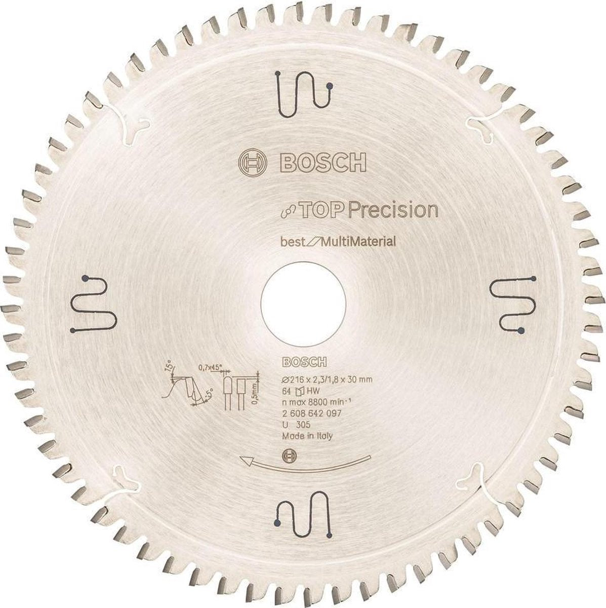 Bosch - lame de scie circulaire de précision supérieure idéale pour plusieurs matériaux 216 x 30 x 2,3 mm, 64