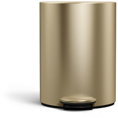 Poubelle à pédale demi-ronde Simplehuman de 6 litres - avec support sac - acier doré mat
