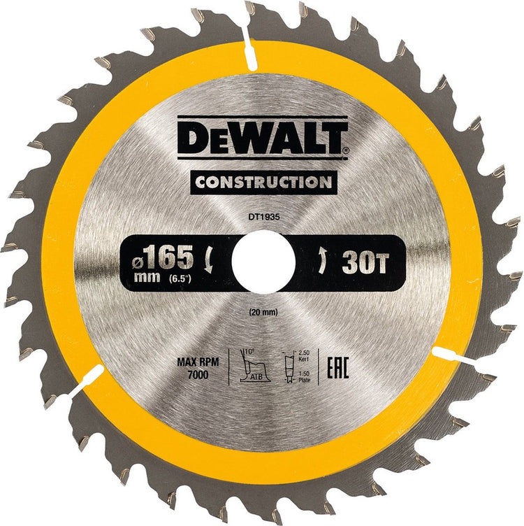 Accessoires Dewalt lame de scie circulaire 165x20x30t - dt1935-qz