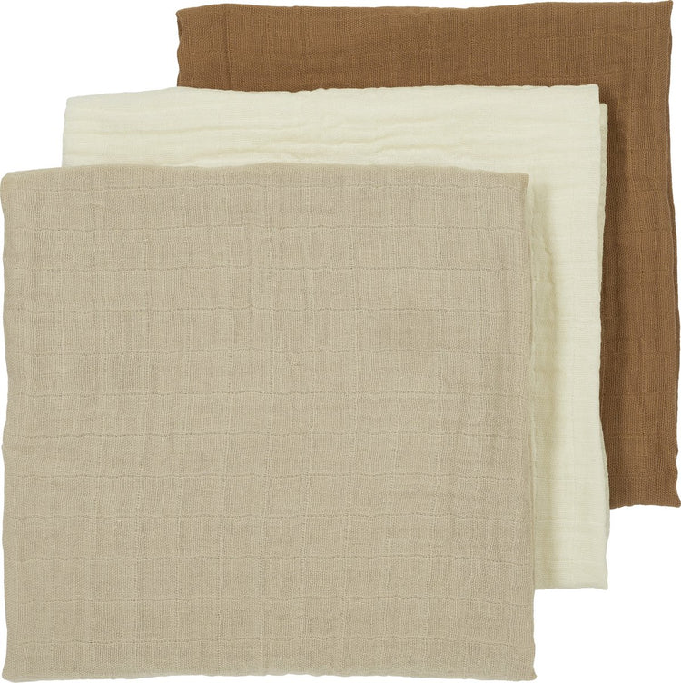 Lingettes hydrophiles Meyco baby uni - paquet de 3 - caramel sable écru - 70x70cm