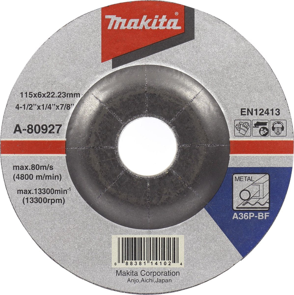 Accessoires Makita disque de meulage 125x6.0mm métal - a-80933 - a-80933