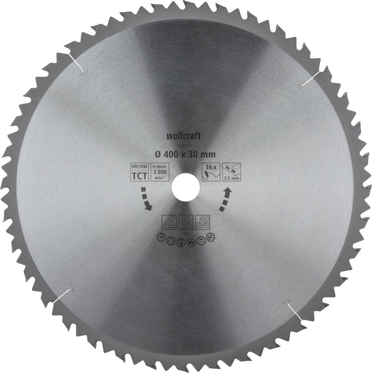 Wolfcraft - lame de scie circulaire pour table de scie 400x30mm - 36 dents - lame de scie pour scie à table - série marron - 6594000