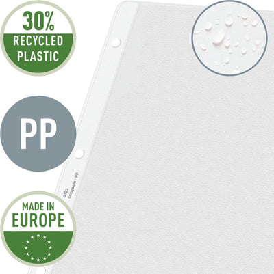 Leitz premium show bag a3 paysage - 30% de plastique recyclé - 0,13 mm - 4 trous - 50 pièces - transparent