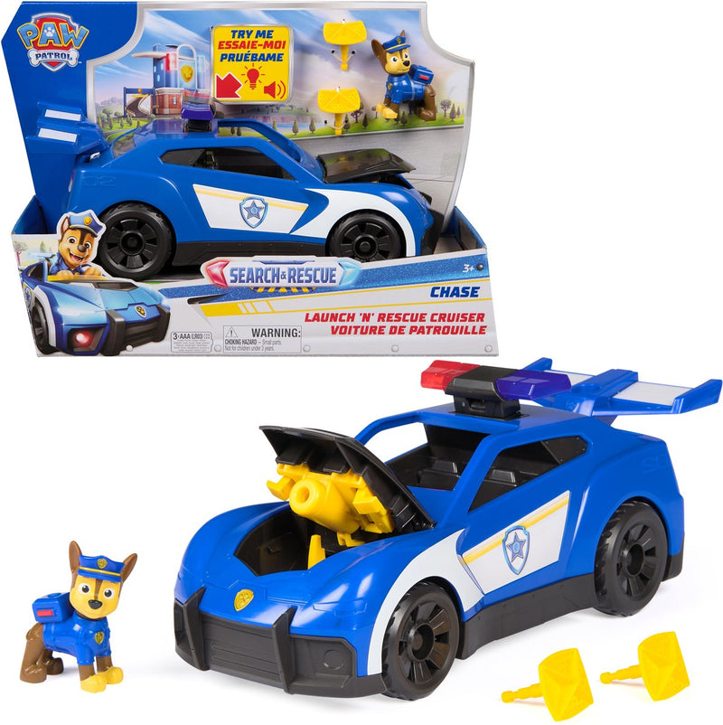 Pat' Patrouille - recherche et sauvetage - poursuite en voiture de police - avec figurine, lumière et son 2 projectiles - véhicules jouets