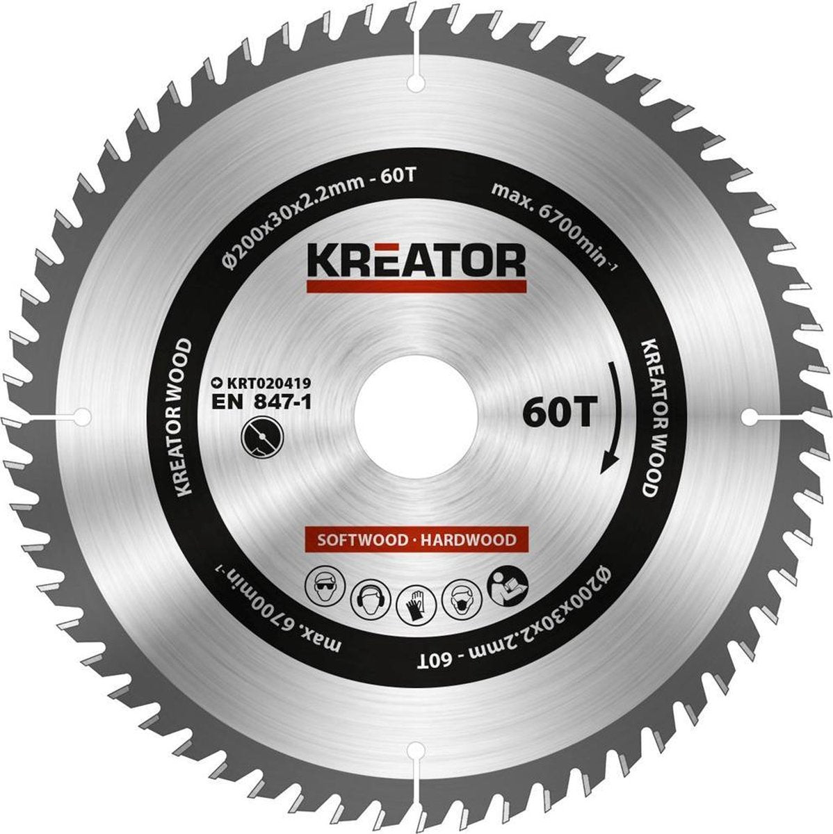 Kreator krt020419 lame de scie bois 200 mm - 60t