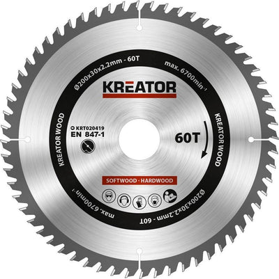 Kreator krt020419 lame de scie bois 200 mm - 60t