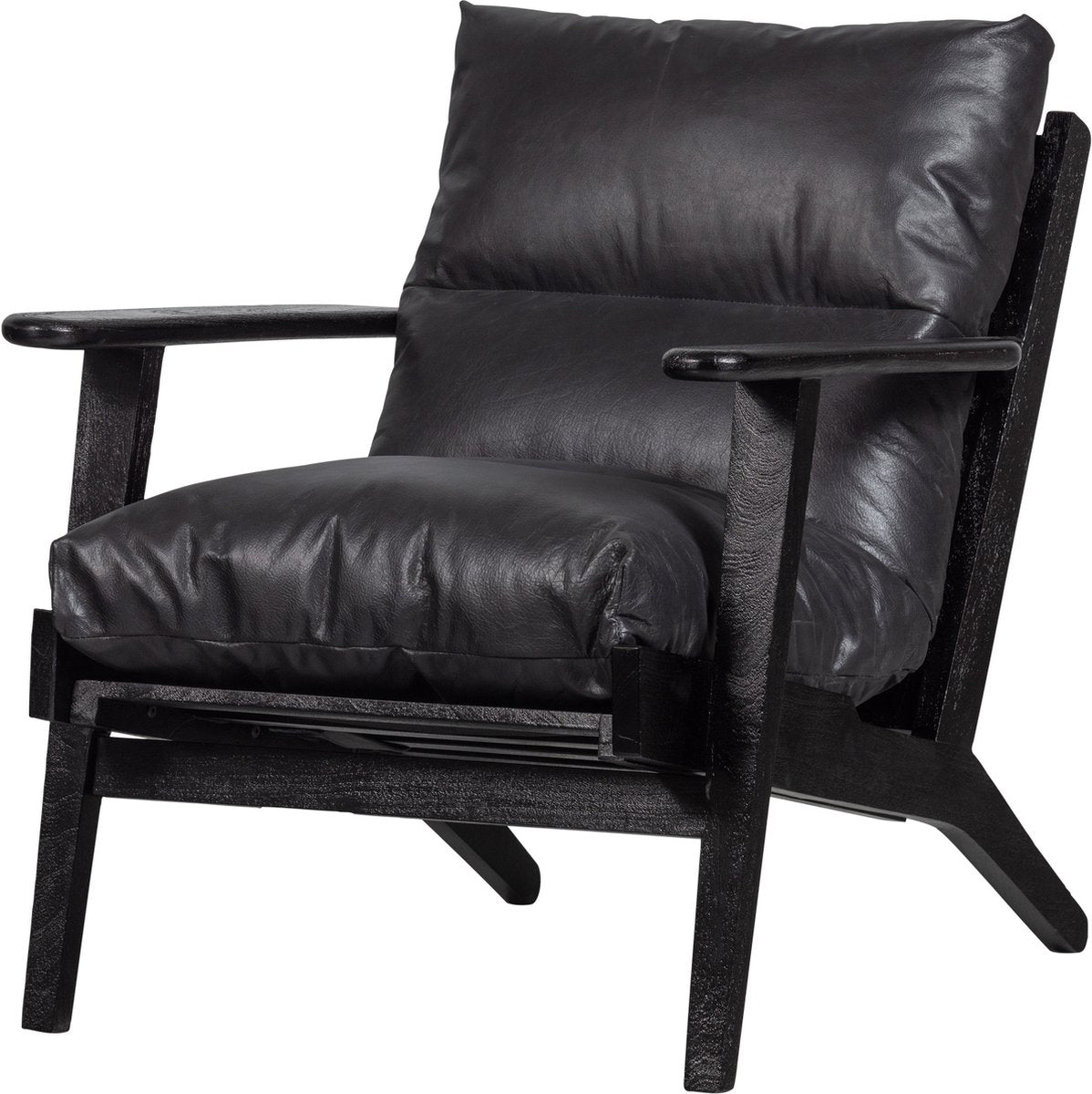 Fauteuil Woood Houston - cuir - noir - 86x71x71