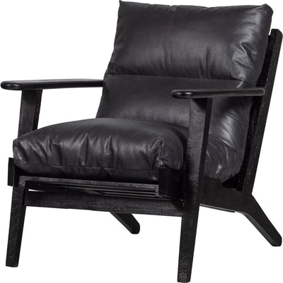 Fauteuil Woood Houston - cuir - noir - 86x71x71