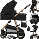 Poussette Lionelo Amber 3 en 1 - lit parapluie + poussette + siège auto - pneumatiques, suspension complète - matelas bébé confortable - pliable rapidement - sac à langer - habillage pluie - moustiquaire - de la naissance à 4 ans (0-22 kg)