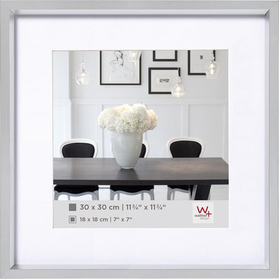 Style Walther en acier - cadre en plastique - format photo 30x30 cm - argent