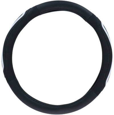 Dunlop housse de volant voiture 38cm - convient aux volants 37-39cm - prise confortable - antidérapant - décoration de voiture - cuir artificiel - noir et blanc