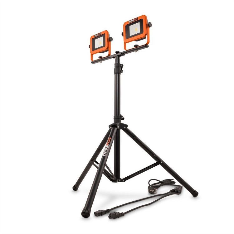 Projecteur portable Powerplus double puissance POWDP8035 - Lampe de chantier LED de 20 V et 2x2000 lm - avec trépied - sans batterie ni chargeur