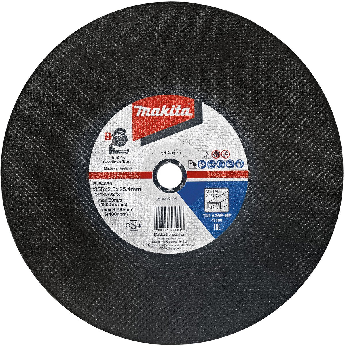 Makita b-64696-5 disque à tronçonner 355 x 2,5 x 25,4 mm a36p 5 pièces pour l'acier