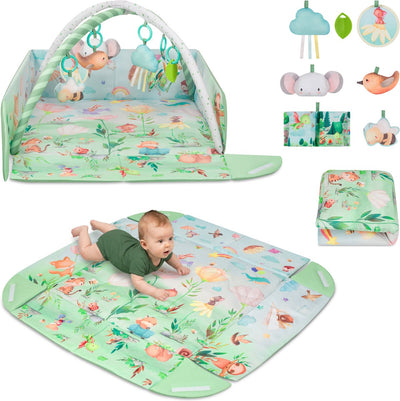 Lionelo inga multicolore – tapis de jeu multifonctionnel avec arches – tapis de jeu clôture de jeu – 7 jouets sensoriels – développement de la motricité de bébé