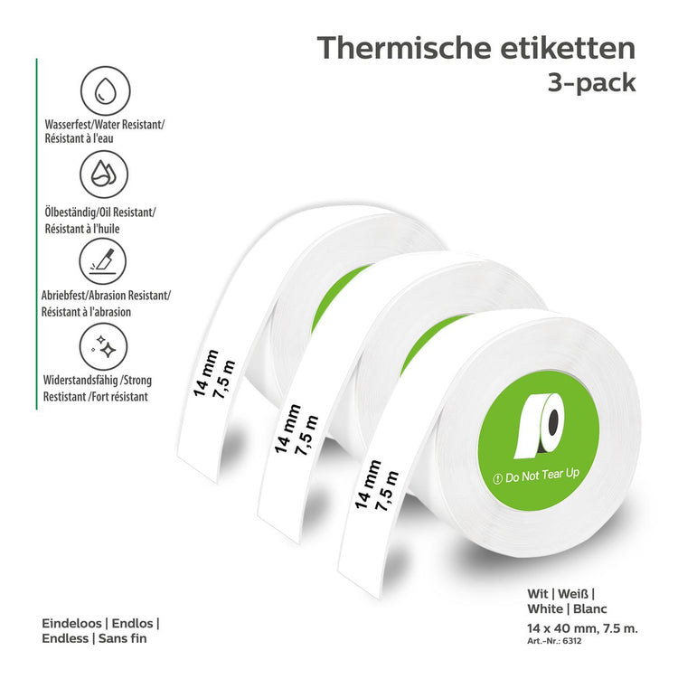 Étiquettes thermiques Olympia ol 6312 - étiquettes - continue - blanc - bureau de loisirs à domicile - pour imprimante d'étiquettes thermiques série p22 - paquet de 3