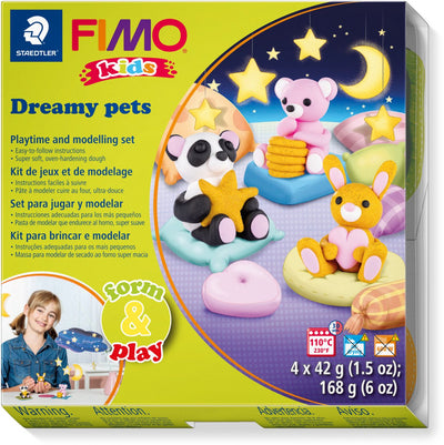 Fimo kids 8034 - pâte à modeler durcissant au four - ensemble de jeu de formes animaux de rêve