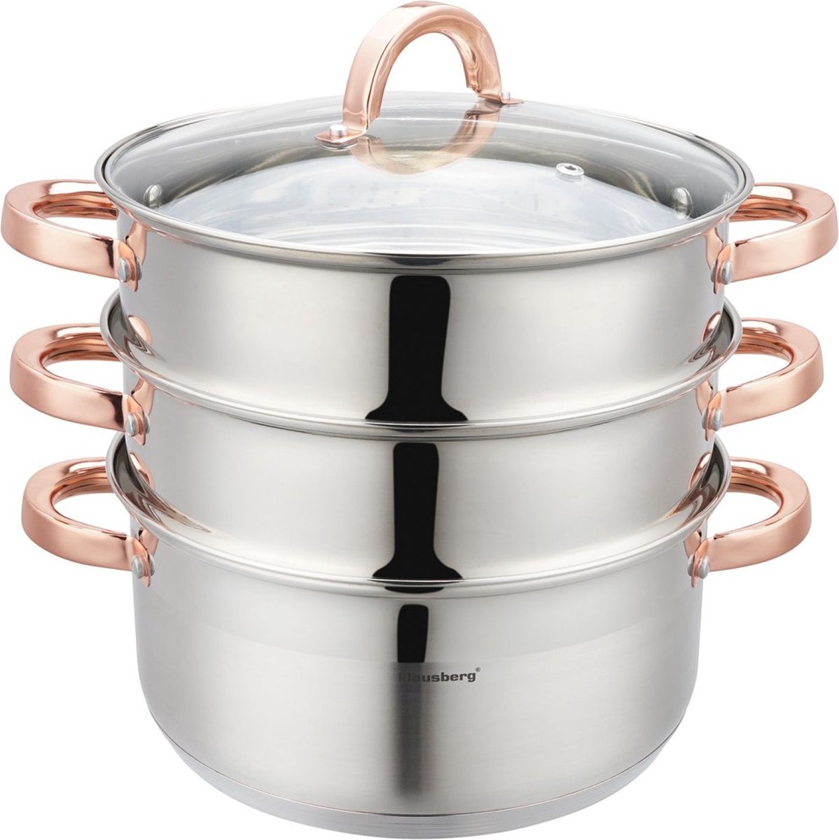 Klausberg 7735 - poêle à vapeur - 4 parties - 24 cm - 5 litres - inox - tous feux
