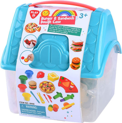 Jouez au hamburger et au sandwich kleiset dans la boîte de rangement, 4 pots d'argile