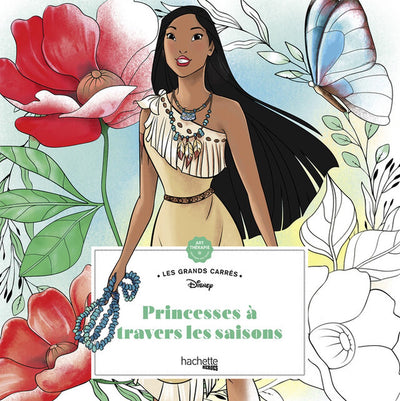 Hachette heros disney les grands carrés disney princesses à travers les saisons - - livre de coloriage pour adultes