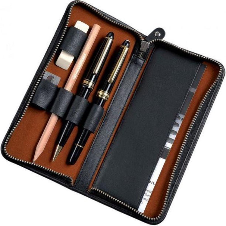 Étui à stylos Alassio - 3 stylos - cuir - noir - ju-2638