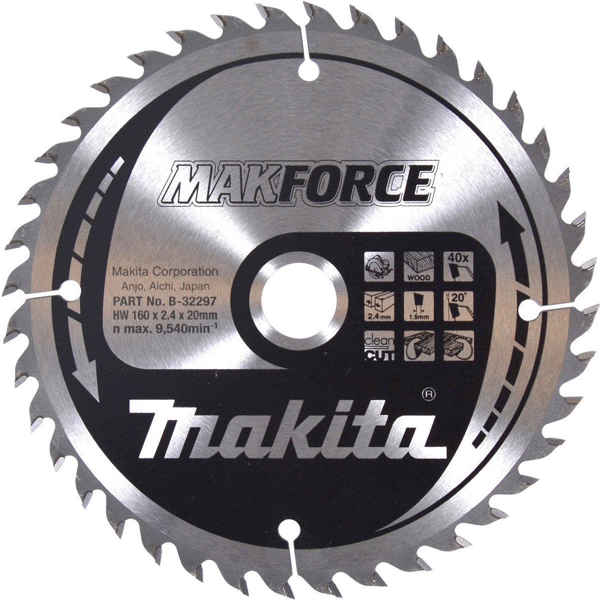 Makita b-32297 lame de scie circulaire manuelle makforce - 160x20 mm 40t atb