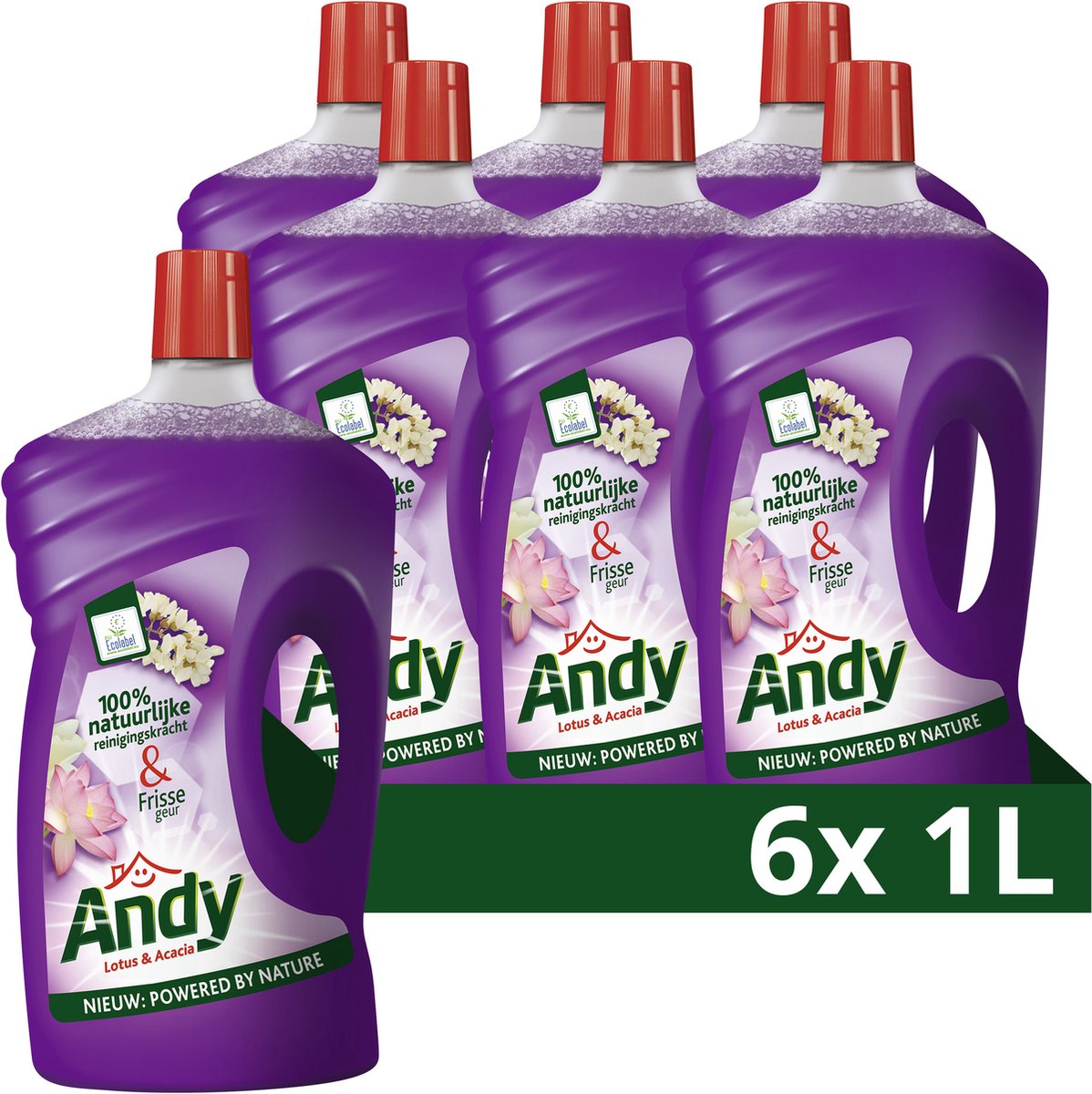 Andy - nettoyant tout usage lotus acacia - 6 bouteilles x 1l - pack économique