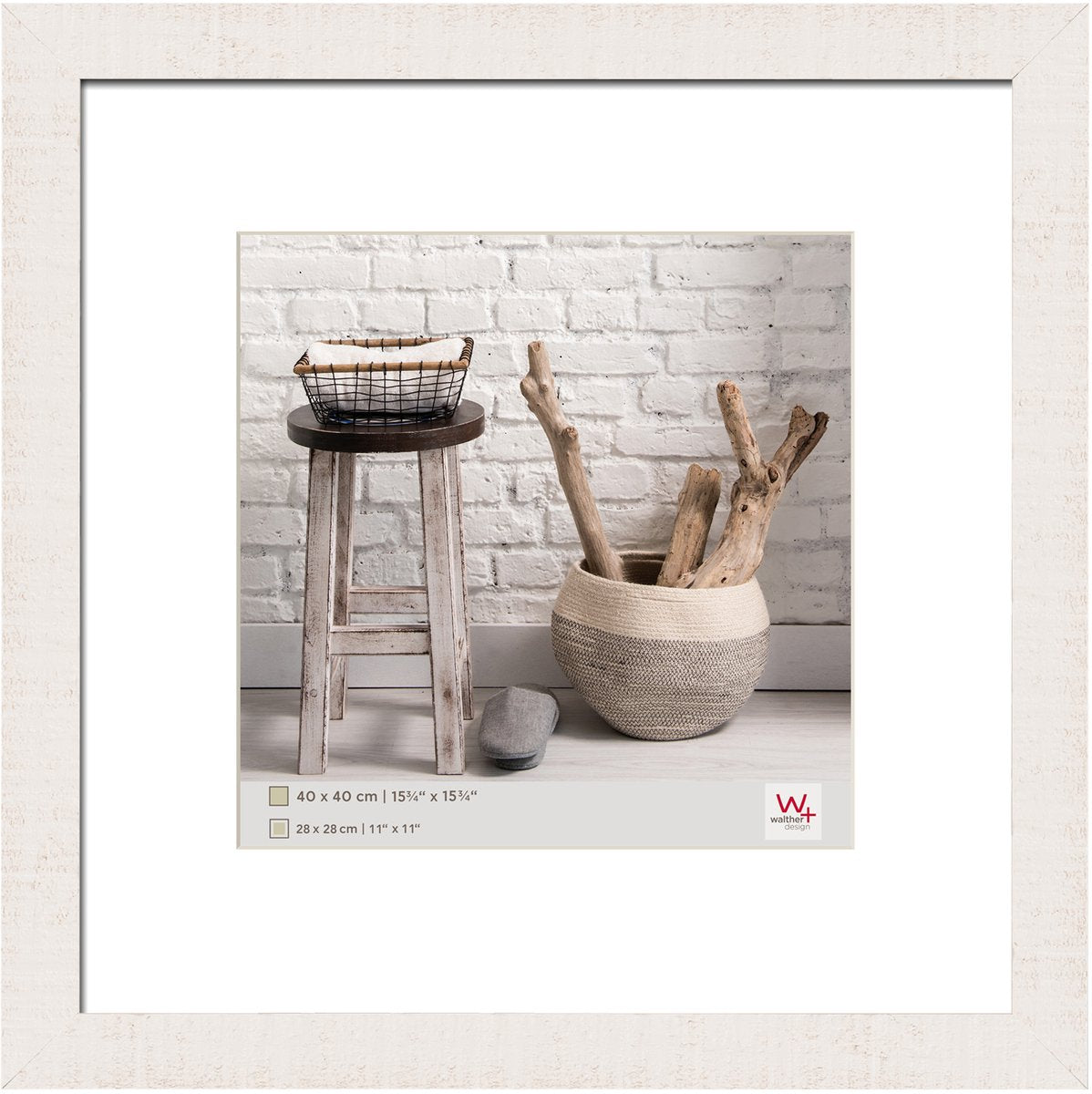 Walther home - cadre en bois - format photo 40x40 cm - blanc polaire
