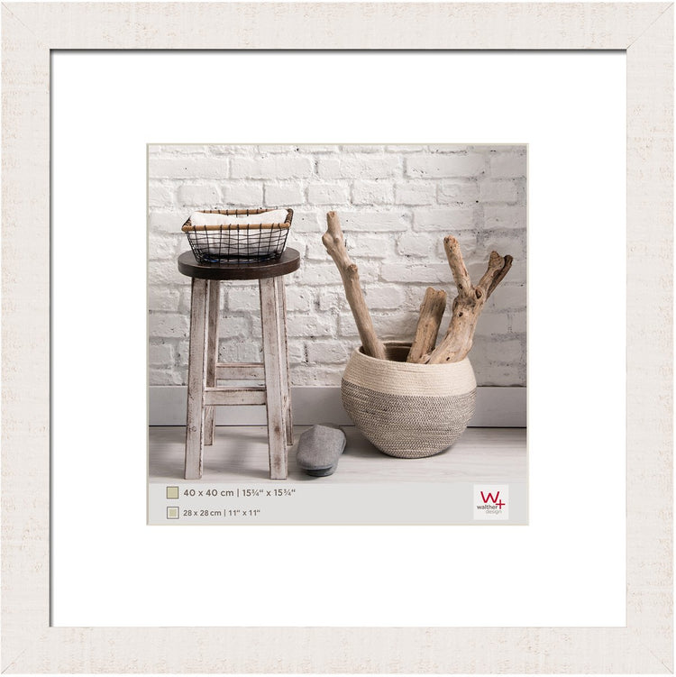 Walther home - cadre en bois - format photo 40x40 cm - blanc polaire