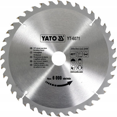 Lame de scie circulaire Yato ø250 mm - 40t - diamètre intérieur 30 mm