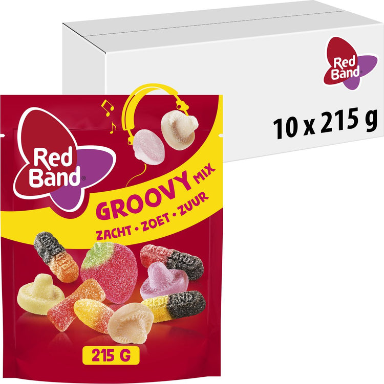 Mélange de bonbons à bande rouge groovy - bonbons - doux - aigre-doux - 10x215g
