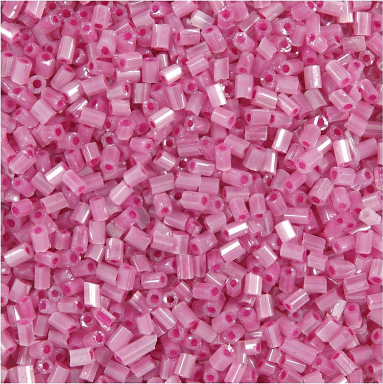 Creativ company perles de rocaille 2 tailles, d 1,7 mm, taille 15 0, diamètre du trou 0,5 mm, rose, 500 g 1 sachet