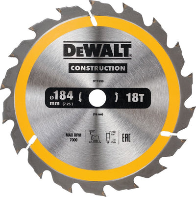 Accessoires Dewalt lame de scie circulaire 184x16x18t, positif 20°, encoche 2,6mm - dt1938-qz