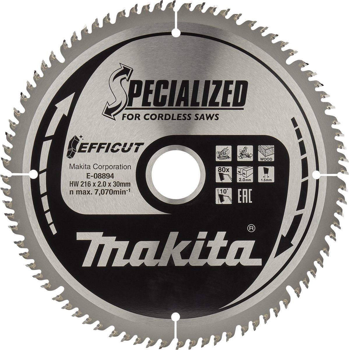 Bois scié Makita 216x1,5x30 t80 - e-08894