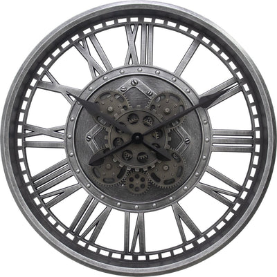Technoline wt 1585 - horloge murale - quartz - engrenages mobiles grâce à une batterie supplémentaire - chiffres romains - gris - argent - noir - ∅ 50,8 cm