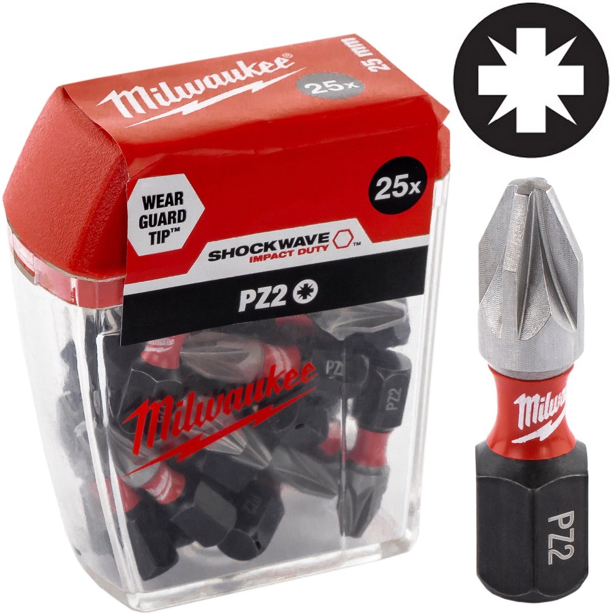 Accessoires Milwaukee Shockwave Gen II PZ2 25 mm 25 pièces - 4932430864