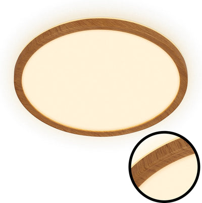 Briloner tava wood - Plafonnier LED aspect bois - Plafonnier à lumière indirecte - Lumière blanc chaud - ø29 - 18w