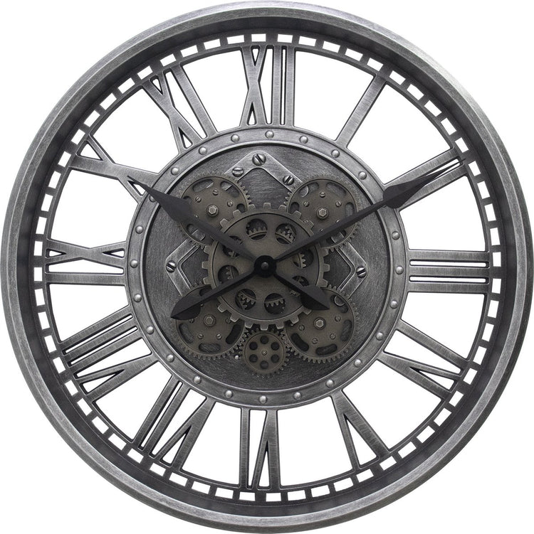 Technoline wt 1585 - horloge murale - quartz - engrenages mobiles grâce à une batterie supplémentaire - chiffres romains - gris - argent - noir - ∅ 50,8 cm