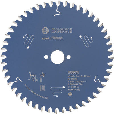 Bosch accessoires lame de scie circulaire expert pour bois 165x20x2,6 1,6x48t (pour gkt 55 gce) - 2608644024