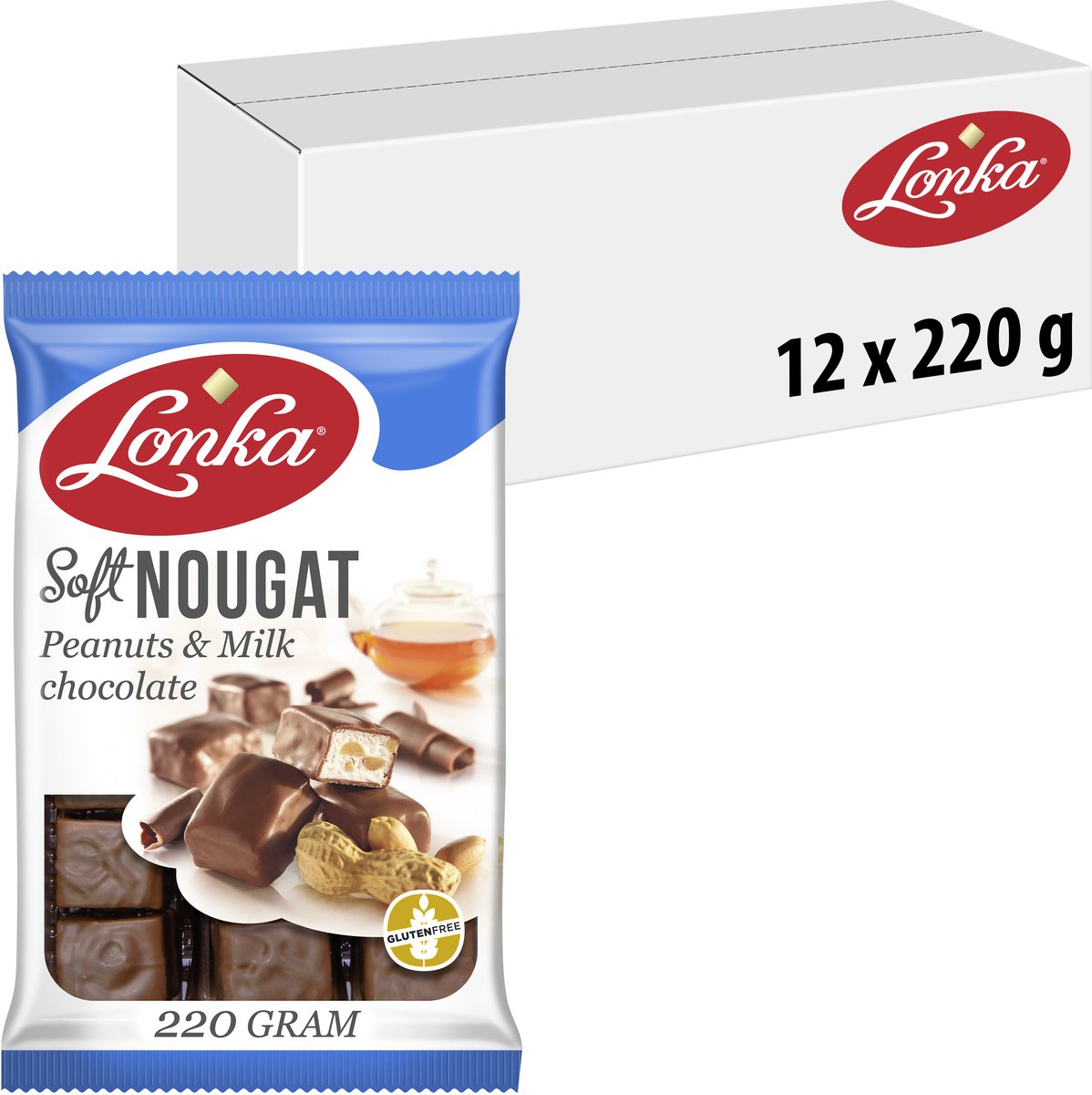 Lonka cacahuètes chocolat au lait nougat tendre - nougat tendre - 12x220g