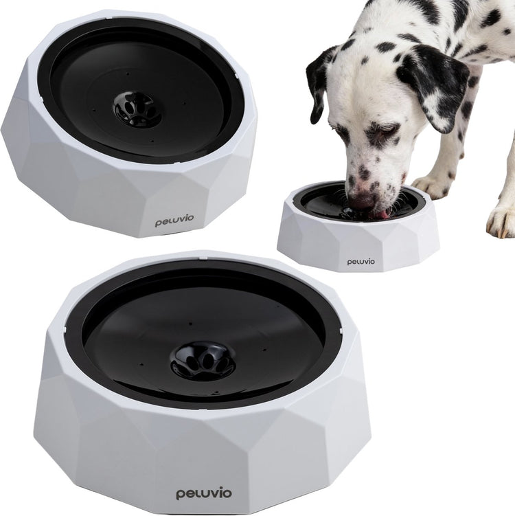 Abreuvoir anti-éclaboussures Peluvio Surfa pour chien – 1 l – protection des bords du disque flottant – filtre pour particules de poils – ABS robuste – résistant aux éclaboussures, prêt à voyager