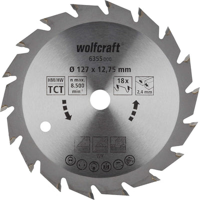 Wolfcraft - lame de scie circulaire 127mm - 18 dents - alésage 12,75 m - pour scie circulaire - 6355000