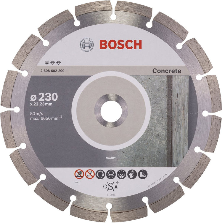 Bosch accessoires disque à tronçonner diamanté standard pour béton 230 x 22,23 x 2,3 x 10 mm 1er - 2608602200