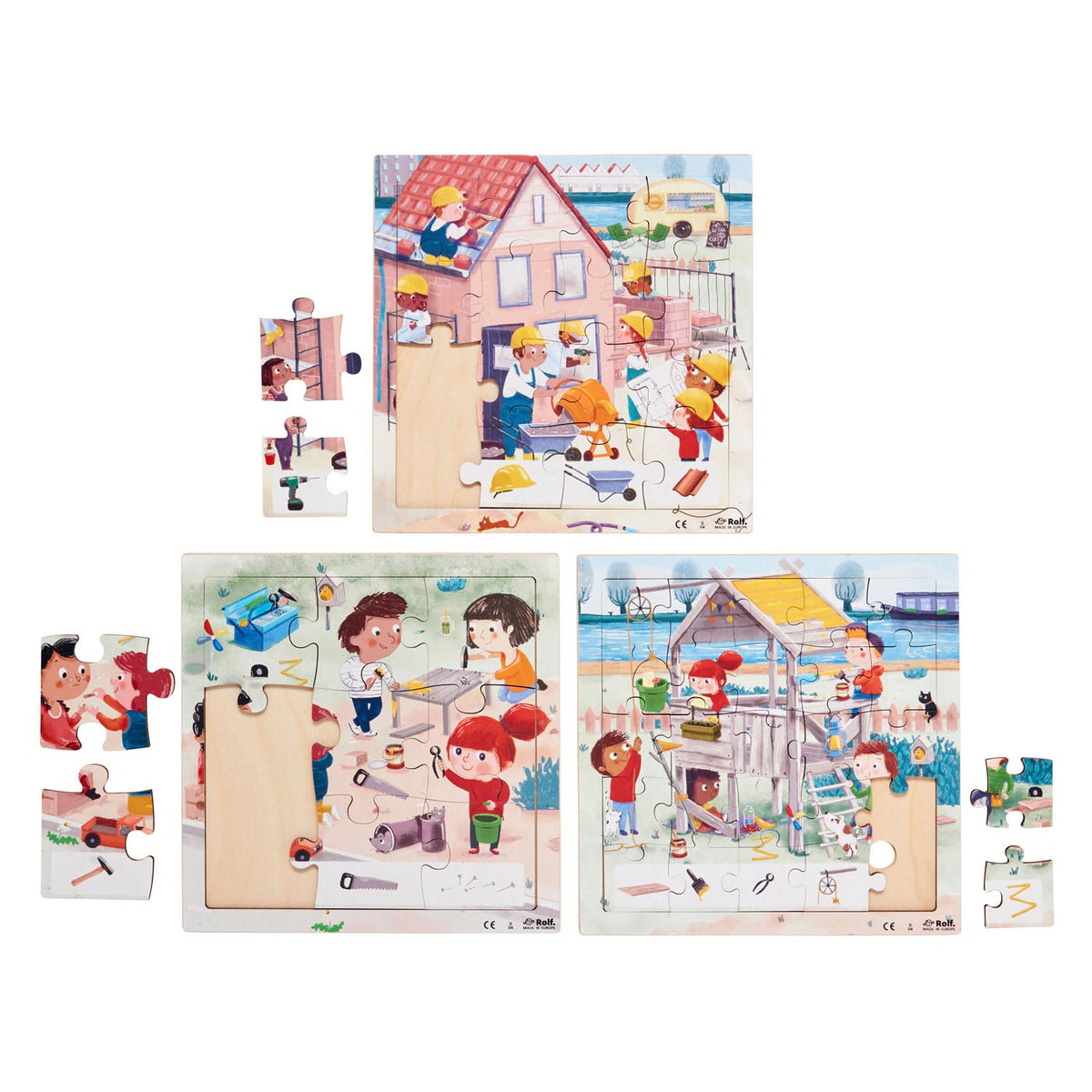 Rolf - série de puzzle en bois en bois Wonen, ensemble de 3