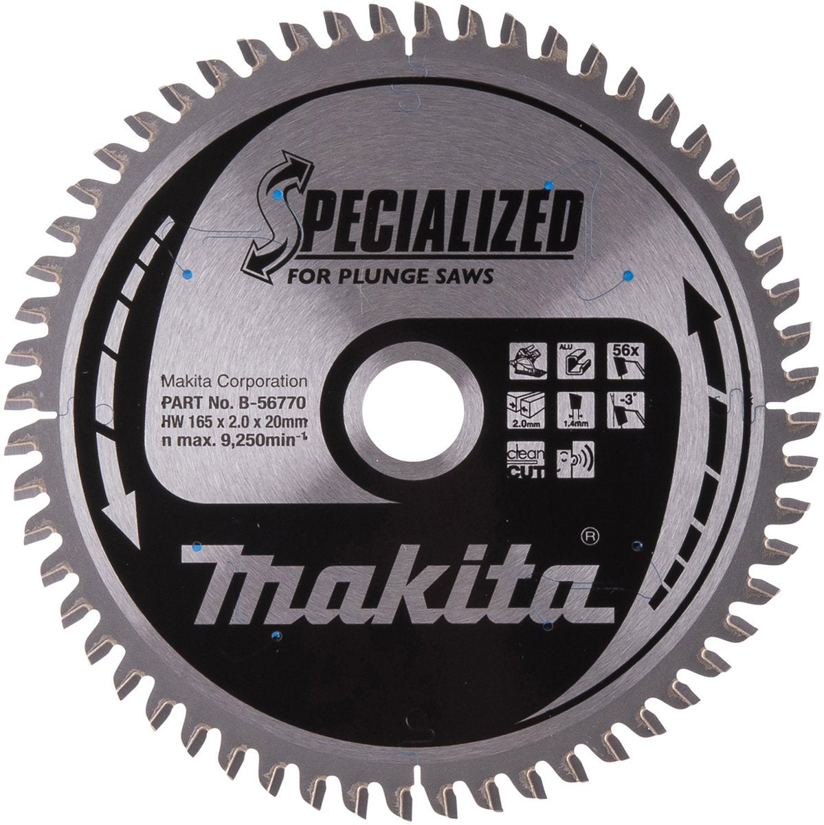 Accessoires Makita lame de scie plongeante | aluminium | 165x20x2 56t - b-56770