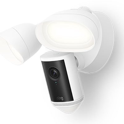 Caméra annulaire avec spots pro (dernière génération) - 4k - extérieur - blanc