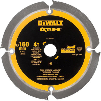Dewalt accessoires lame de scie circulaire pcd stratifié fibrociment 160x20x4t - dt1470-qz