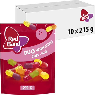 Duo de gommes au vin bandes rouges sucrées et fraîches en sachet (10x 215g)